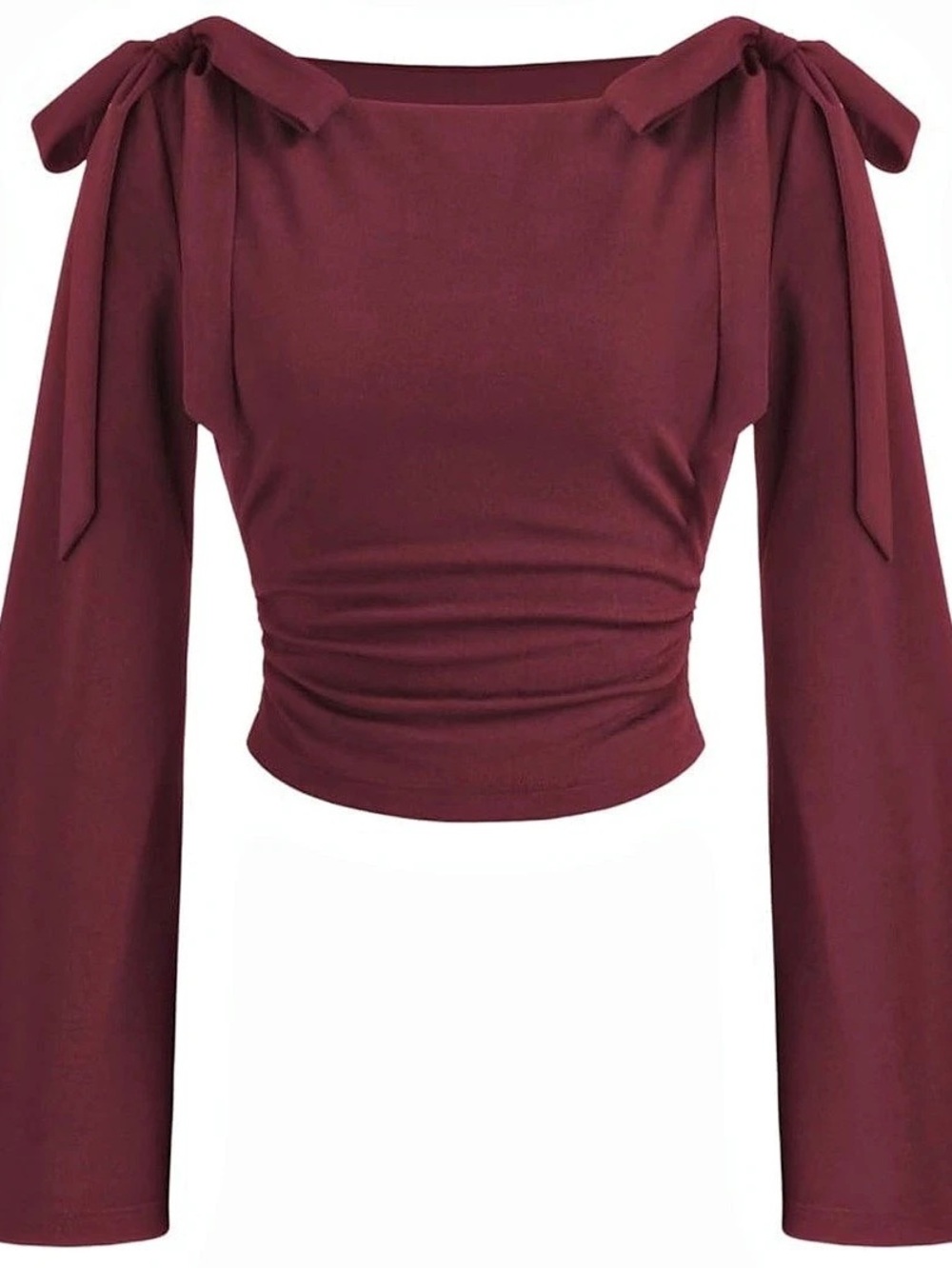 CIDER Tie Shoulder Crop Top in burgundy Size Medium NWT